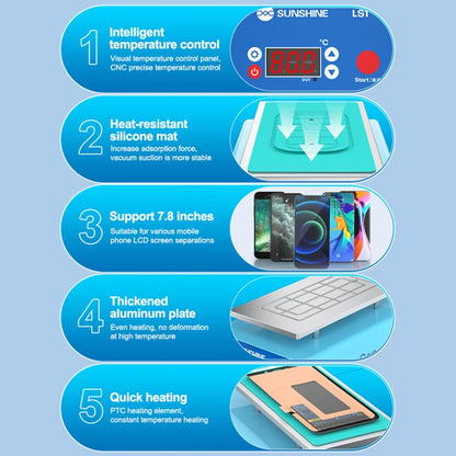SUNSHINE LS1 Mobile Phone LCD Screen Repair Heated Separator Curved Straight Screen Frame Removal Machine - free shipping - PMC Jewellery - Order now!