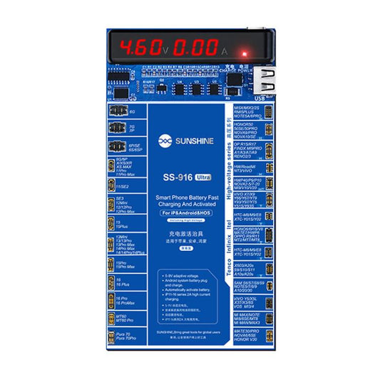SUNSHINE SS-916 Ultra Charging Activation Fixture 5-9V Adaptive Voltage Support iPhone 16 Series and Android Models - Test Tools by SUNSHINE | Online Shopping South Africa | PMC Jewellery | Buy Now Pay Later Mobicred