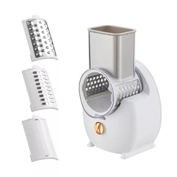 CY-661 3-in-1 Kitchen Multifunctional Roller Electric Vegetable Cutter, Spec: White US Plug