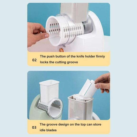 CY-661 3-in-1 Kitchen Multifunctional Roller Electric Vegetable Cutter, Spec: White US Plug