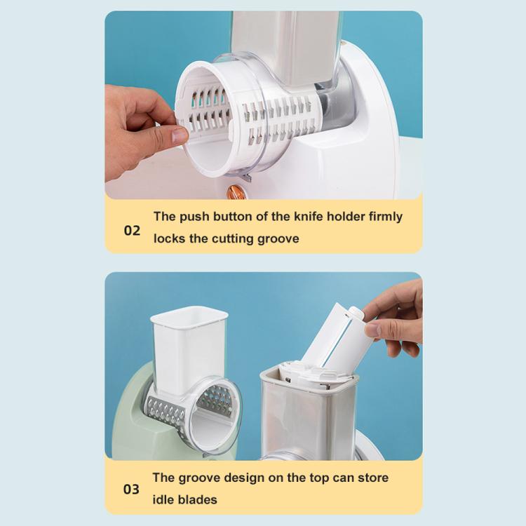 CY-661 3-in-1 Kitchen Multifunctional Roller Electric Vegetable Cutter, Spec: White EU Plug