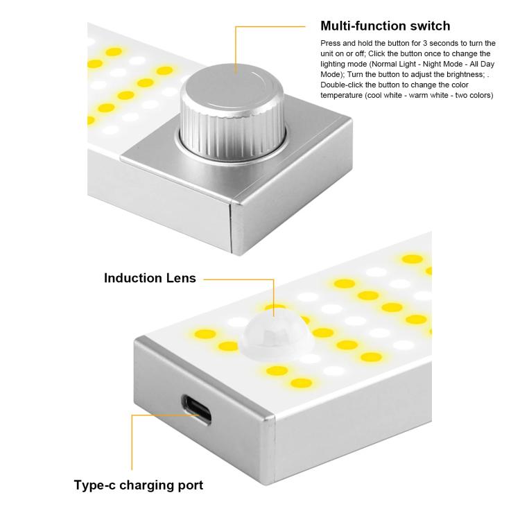 LED Cabinet Light Magnetic Motion Sensor Rechargeable Lamp 128 LEDs 3-color Temperature XN01 - Sensor LED Lights by PMC Jewellery | Online Shopping South Africa | PMC Jewellery | Buy Now Pay Later Mobicred