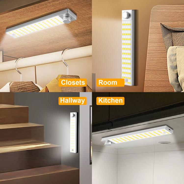 LED Cabinet Light Magnetic Motion Sensor Rechargeable Lamp 128 LEDs 3-color Temperature XN01 - Sensor LED Lights by PMC Jewellery | Online Shopping South Africa | PMC Jewellery | Buy Now Pay Later Mobicred