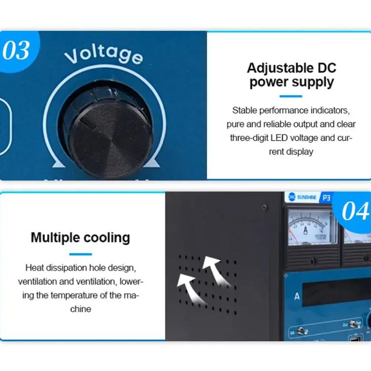 SUNSHINE P3 DC Regulated Power Supply 5V/8.4V/15V Switching Mobile Phone Repair Regulated Power Supply Meter(US Plug 110V) - free shipping - PMC TechLife - Order now!