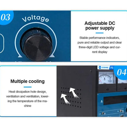 SUNSHINE P3 DC Regulated Power Supply 5V/8.4V/15V Switching Mobile Phone Repair Regulated Power Supply Meter(US Plug 110V) - free shipping - PMC Jewellery - Order now!