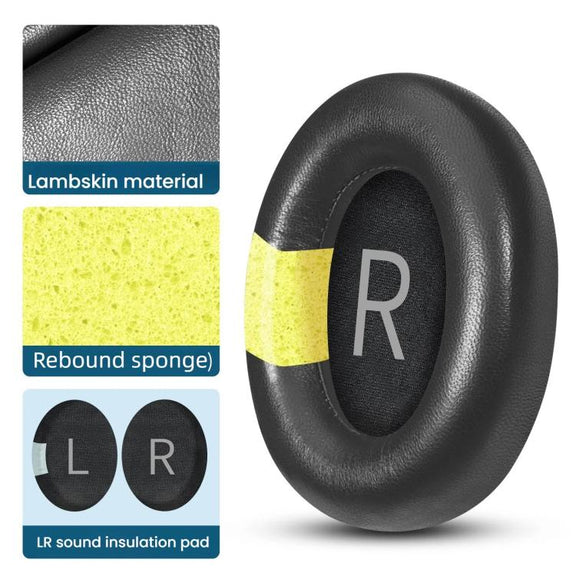For Bose NC700 Headset 1pair Lambskin Earpads Sponge Cover Earmuffs(Black)
