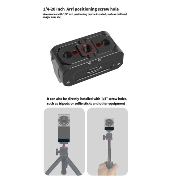 For DJI Osmo Action 2 Camera Magnetic Charging Base with 1/4 Inch & Arri Hole, Spec: Set C