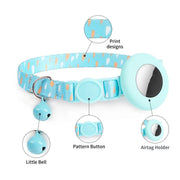 For Airtag Tracker Protective Case Cat Collar GPS Locator Protective Case With Bell(Black Night Beach)