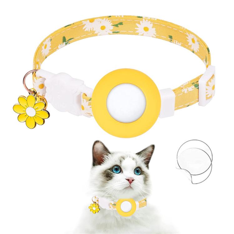 For AirTag Tracker Silicone Cover Small Daisy Pet Collar Dog Collar With Bell And Front Back Film(Yellow) - free shipping - PMC TechLife - Order now!