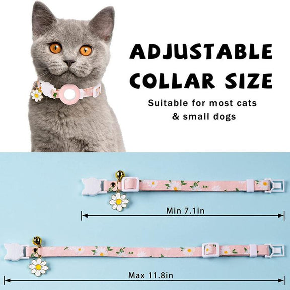 For AirTag Tracker Silicone Cover Small Daisy Pet Collar Dog Collar With Bell And Front Back Film(Purple)