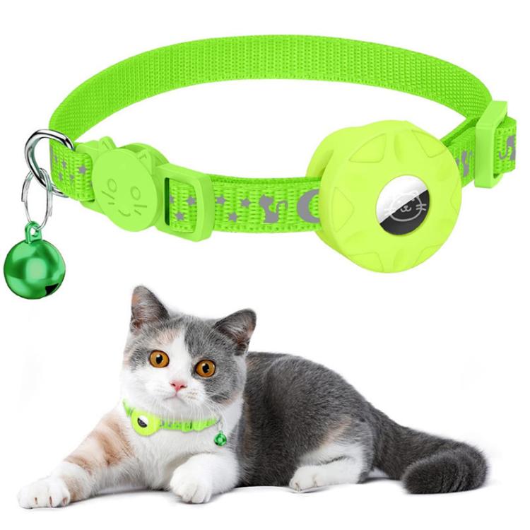 For AirTag Tracker Silicone Case Reflective Stars And Moon Cats Dogs Pet Collar With Bell(Green) - Pet Series by PMC TechLife | Online Shopping South Africa | PMC TechLife | Buy Now Pay Later Mobicred