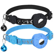 For AirTag Tracker Silicone Case Reflective Stars And Moon Cats Dogs Pet Collar With Bell(Green)
