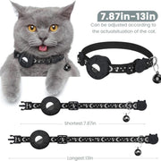 For AirTag Tracker Silicone Case Reflective Stars And Moon Cats Dogs Pet Collar With Bell(Black)
