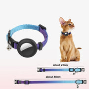 For AirTag Tracker Silicone Case Rainbow Gradient Pet Cat Collar With Bell(Gradient Blue)