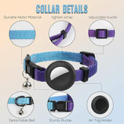 For AirTag Tracker Silicone Case Rainbow Gradient Pet Cat Collar With Bell(Gradient Orange)