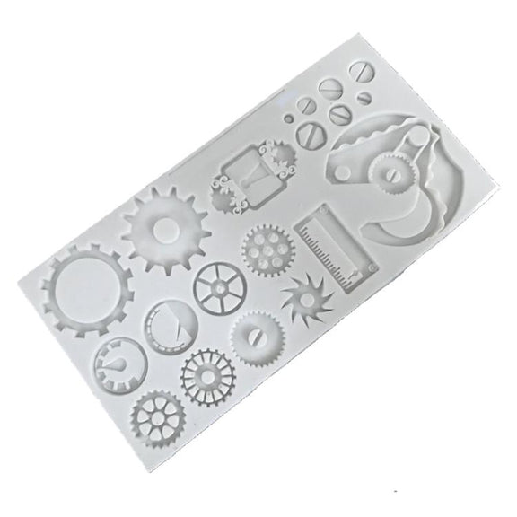 Mechanical Gear Silicone Cake Fondant Mold For Sugarcraft, Cupcake Topper, Jewelry, Polymer Clay, Crafting Projects(Gray)