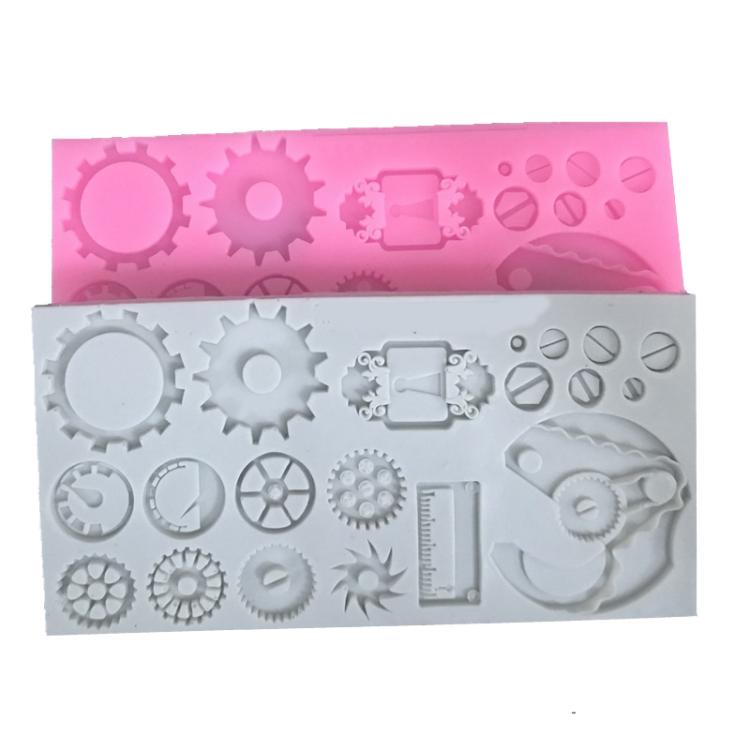 Mechanical Gear Silicone Cake Fondant Mold For Sugarcraft, Cupcake Topper, Jewelry, Polymer Clay, Crafting Projects(Gray)