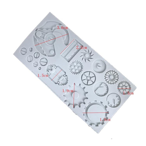 Mechanical Gear Silicone Cake Fondant Mold For Sugarcraft, Cupcake Topper, Jewelry, Polymer Clay, Crafting Projects(Gray)
