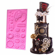Mechanical Gear Silicone Cake Fondant Mold For Sugarcraft, Cupcake Topper, Jewelry, Polymer Clay, Crafting Projects(Gray)