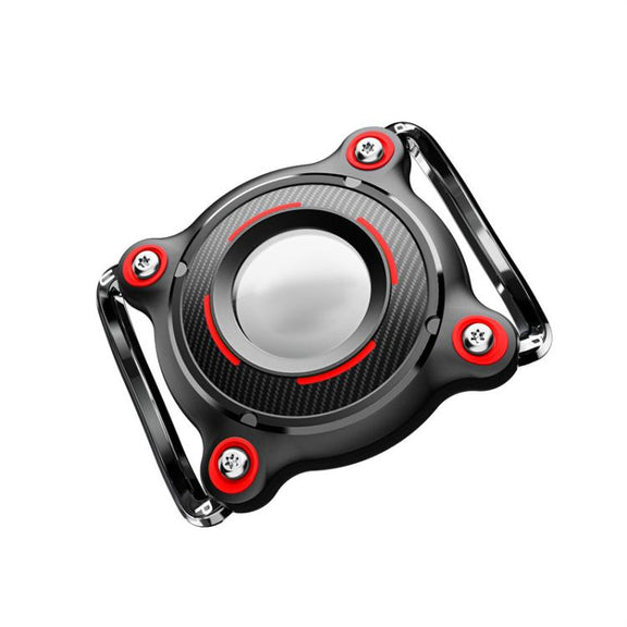 For AirTag Tracker Water-resistant Protective Case Puppy Kitten Collar Metal Buckle Model Protective Cover(Black+Red PC)