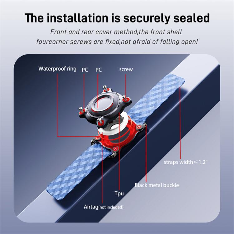 For AirTag Tracker Waterproof Protective Case Puppy Kitten Collar Metal Buckle Model Protective Cover(Blue+White PC) - Other by PMC TechLife | Online Shopping South Africa | PMC TechLife | Buy Now Pay Later Mobicred