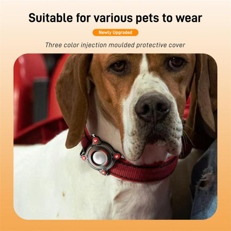 For AirTag Tracker Water-resistant Protective Case Puppy Kitten Collar Metal Buckle Model Protective Cover(Black+Green PC)