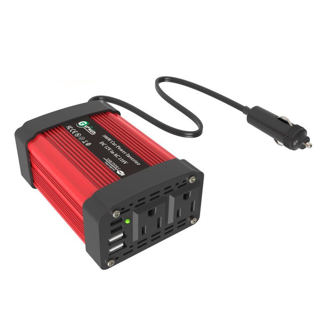 Gurxun Dual USB+Dual Type-C Charging Port Modified Square Wave Car Inverter, Spec: DC12V To AC110V Dual US Plug