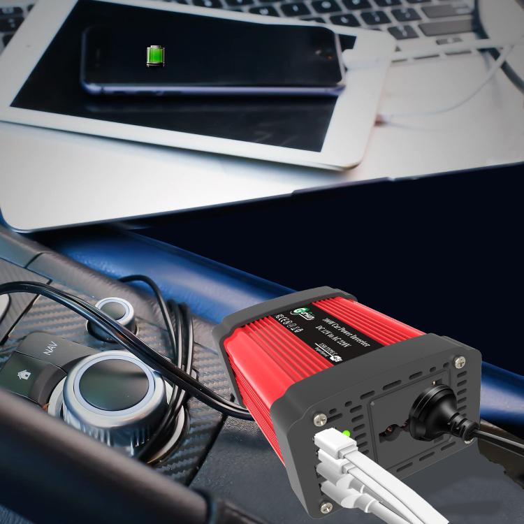 Gurxun Dual USB+Dual Type-C Charging Port Modified Square Wave Car Inverter, Spec: DC12V to AC220V Universal Plug - free shipping - PMC TechLife - Order now!