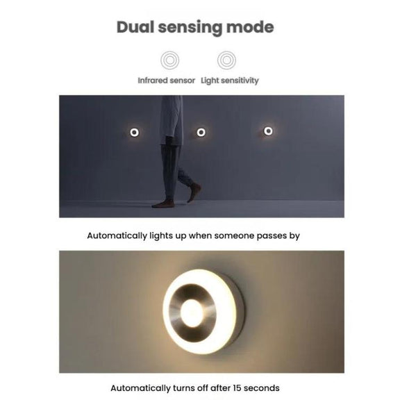 LED Motion Sensor Light With Hidden Hook Adhesive Pads and Magnet(Warm Light)