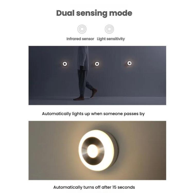 LED Motion Sensor Light With Hidden Hook Adhesive Pads and Magnet(Warm Light)