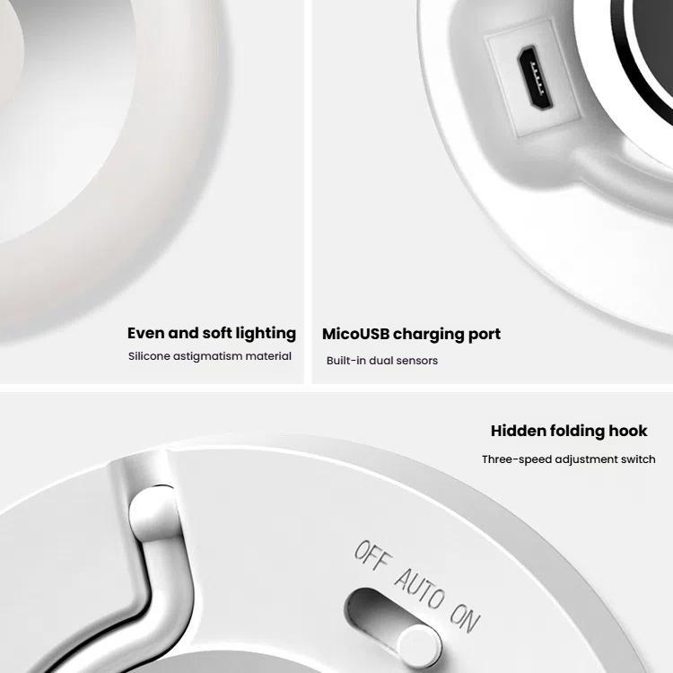 LED Motion Sensor Light With Hidden Hook Adhesive Pads and Magnet(Warm Light)