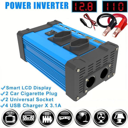 Gurxun 4 USB Ports Digital Display Modified Square Wave Inverter, Spec: 500W Brazil Plug 12V To 110V - free shipping - PMC Jewellery - Order now!