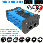 Gurxun 4 USB Ports Digital Display Modified Square Wave Inverter, Spec: 300W US Plug 12V To 110V