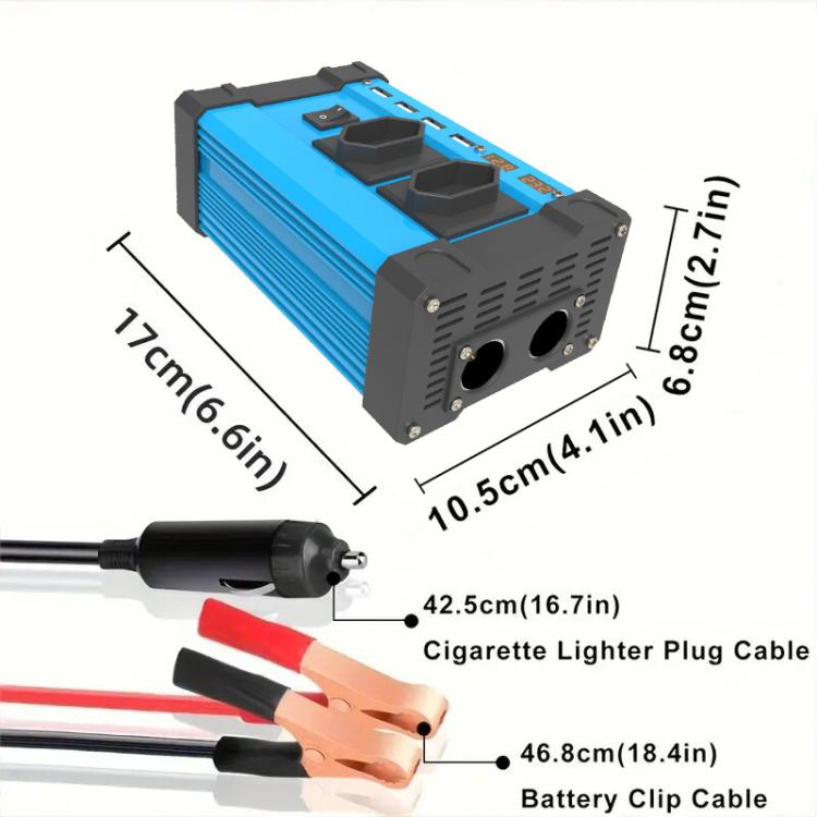 Gurxun 4 USB Ports Digital Display Modified Square Wave Inverter, Spec: 500W Brazil Plug 12V To 110V - free shipping - PMC TechLife - Order now!