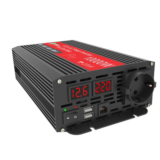 Gurxun 1500W Dual USB Fast Charger Dual Digital Display Pure Sine Wave Inverter, Spec: EU Plug 12V To 220V - free shipping - PMC Jewellery - Order now!