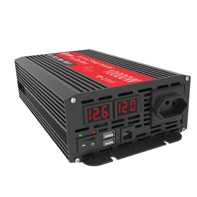 Gurxun 1500W Dual USB Fast Charger Dual Digital Display Pure Sine Wave Inverter, Spec: Brazil Plug 12V To 110V