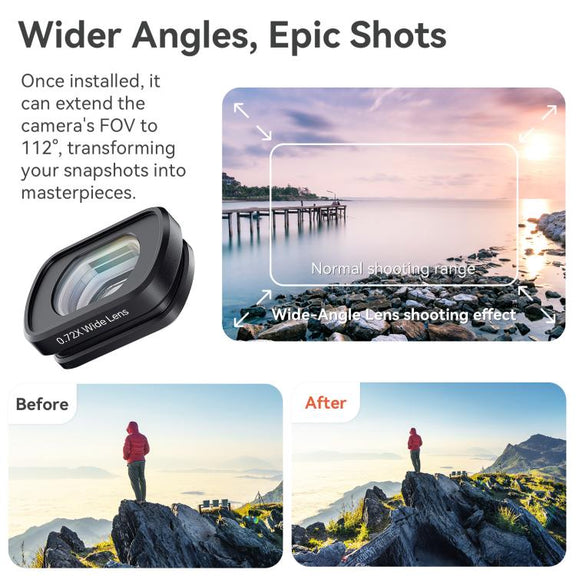 0.72X Wide Lens For DJI Pocket 3 aMagisn Magnetic Filter Accessories