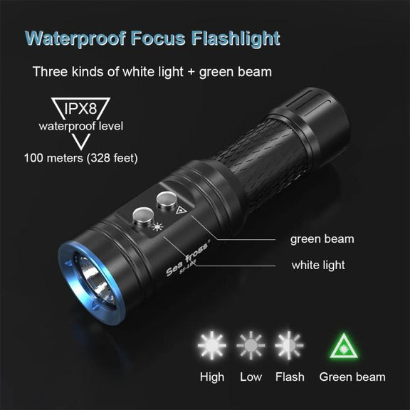 Sea Frogs  SF-L03 100m/325FT IPX8 Underwater Video Light 1000 lm Diving Flashlight(Blue)