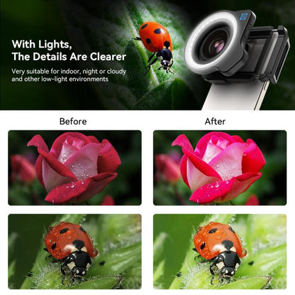 APEXEL 10-20x Zoom Macro Lens With 45-Mode Fill Light Kit for Smartphones - free shipping - PMC Jewellery - Order now!