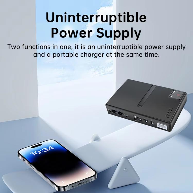Uninterruptible Power Supply with DC Output 5V/9V/12V for Router, Modem, Security Camera, Mobile Phone US Plug