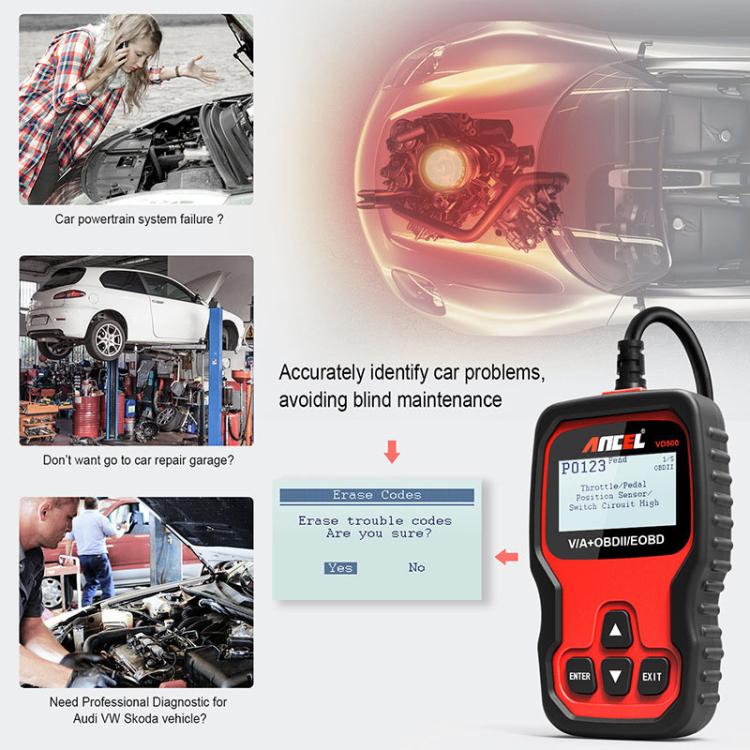Ancel VD500 For Volkswagen / Audi / Skoda / Seat Automotive Diagnostic Scan Tool - free shipping - PMC Jewellery - Order now!