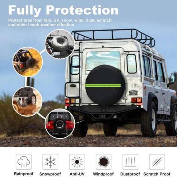 15inch Thickened Imitation Leather Car Tire Protector Spare Tire Cover With Reflective Stripes(FG-2 Red)