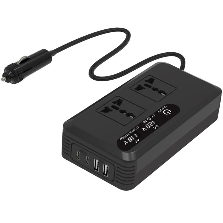 Gurxun Dual Digital Display Car Inverter With 2 USB+2 Type-C Ports Universal Plug 220V - free shipping - PMC Jewellery - Order now!