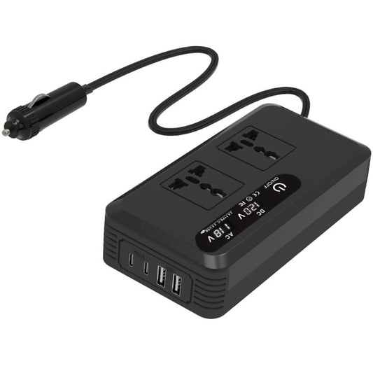 Gurxun Dual Digital Display Car Inverter With 2 USB+2 Type-C Ports Universal Plug 220V - free shipping - PMC Jewellery - Order now!