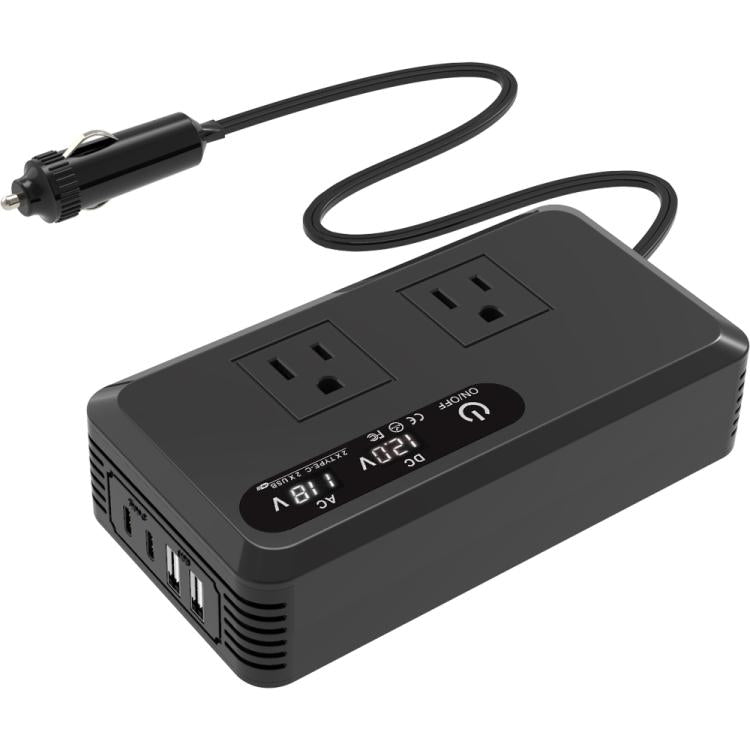 Gurxun Dual Digital Display Car Inverter With 2 USB+2 Type-C Ports US Plug 110V - free shipping - PMc TechLife - Order now!
