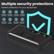 Gurxun Dual Digital Display Car Inverter With 2 USB+2 Type-C Ports US Plug 110V