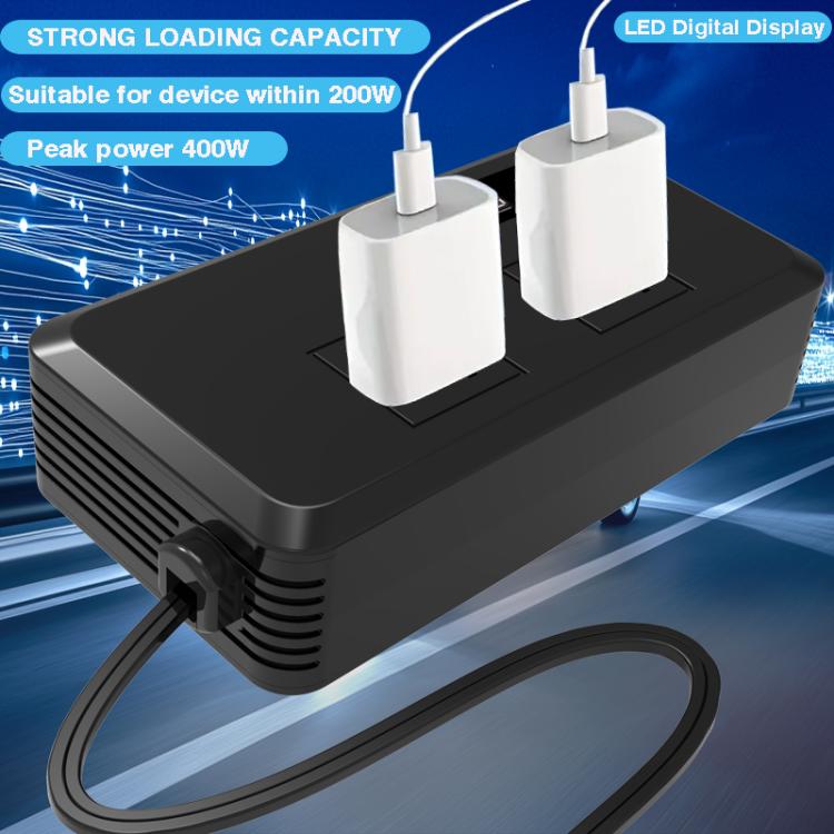 Gurxun Dual Digital Display Car Inverter With 2 USB+2 Type-C Ports Universal Plug 220V - free shipping - PMc TechLife - Order now!