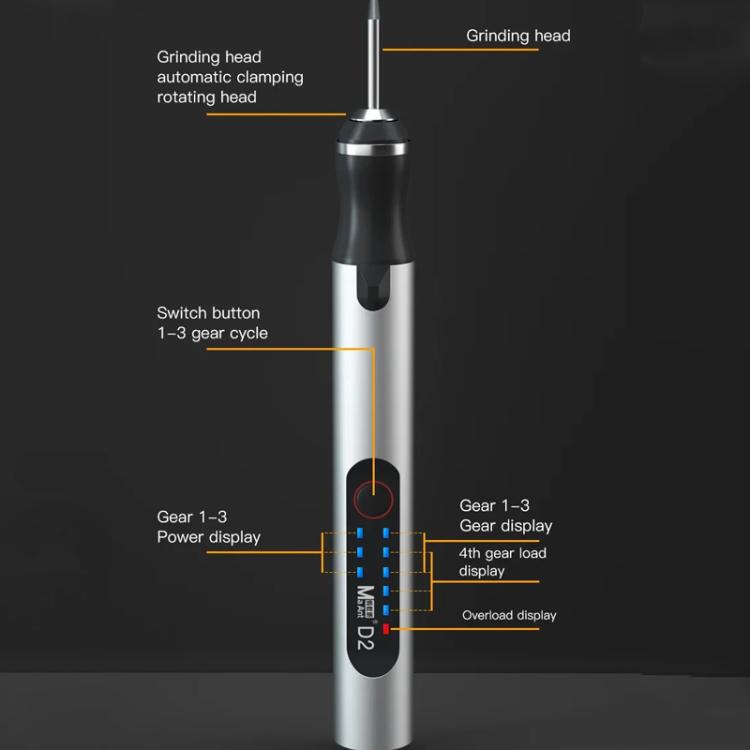 MaAnt D2 Rechargeable Speed Regulating Electric Grinding Pen Small Sanding Machine With 7 Sanding Heads