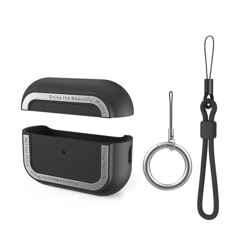 For AirPods Pro 2 AhaStyle JY09 Dual Lanyard Case TPU+Aluminum Personalized Case(Black) - free shipping - PMC Jewellery - Order now!