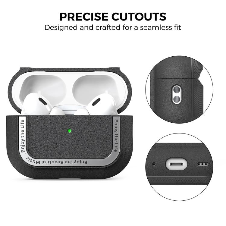 For AirPods Pro 2 AhaStyle JY09 Dual Lanyard Case TPU+Aluminum Personalized Case(Black) - free shipping - PMC Jewellery - Order now!
